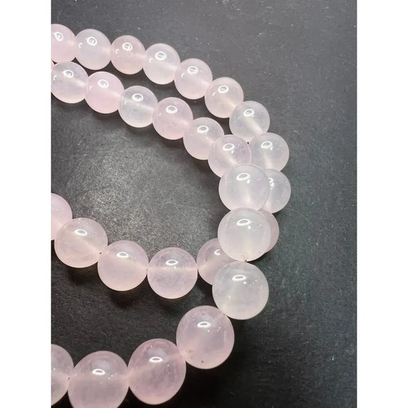 Rose quartz beaded necklace with sterling silver clasp - Picture 6 of 11